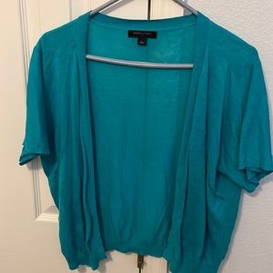 Group of 3 shrugs- black with glitter, white, and turquoise; size Large